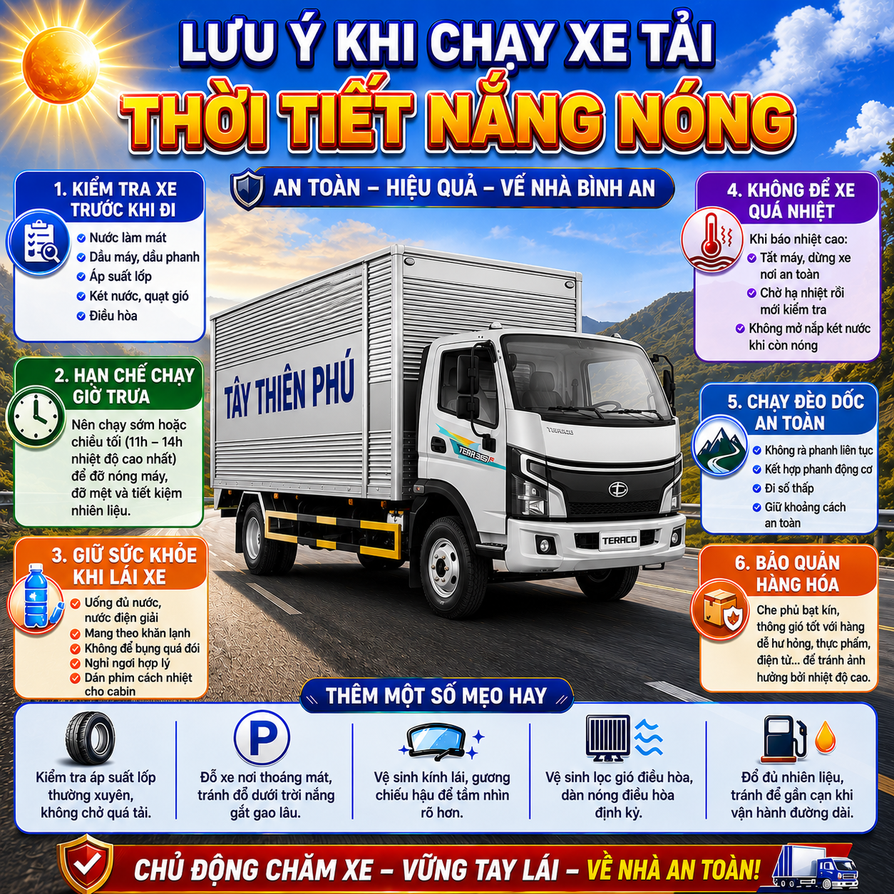 Teraco Tây Thiên Phú - Lưu ý khu chạy xe thời tiết nắng nóng.