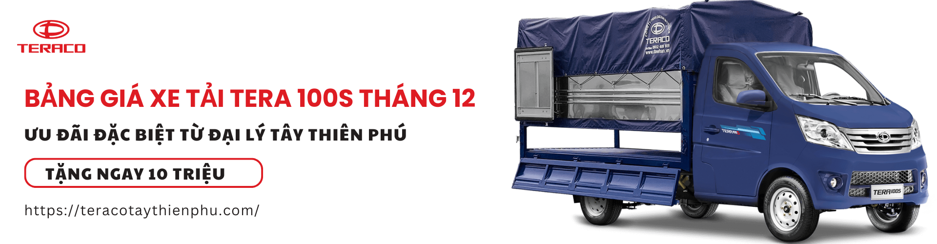 Bảng giá xe tải Tera 100S tháng 12 – Ưu đãi đặc biệt từ đại lý Tây Thiên Phú